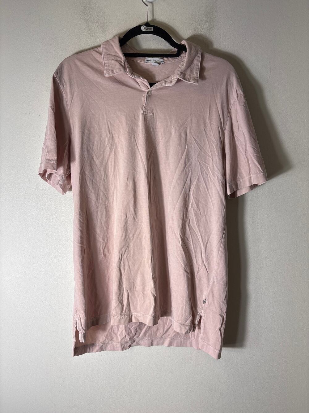 Mens James Perse Pink Polo Shirt Sz 2 (M)